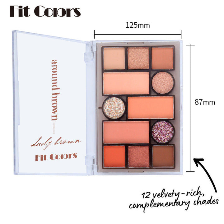 12-Color Makeup Palette for Warm Eye and Face Looks