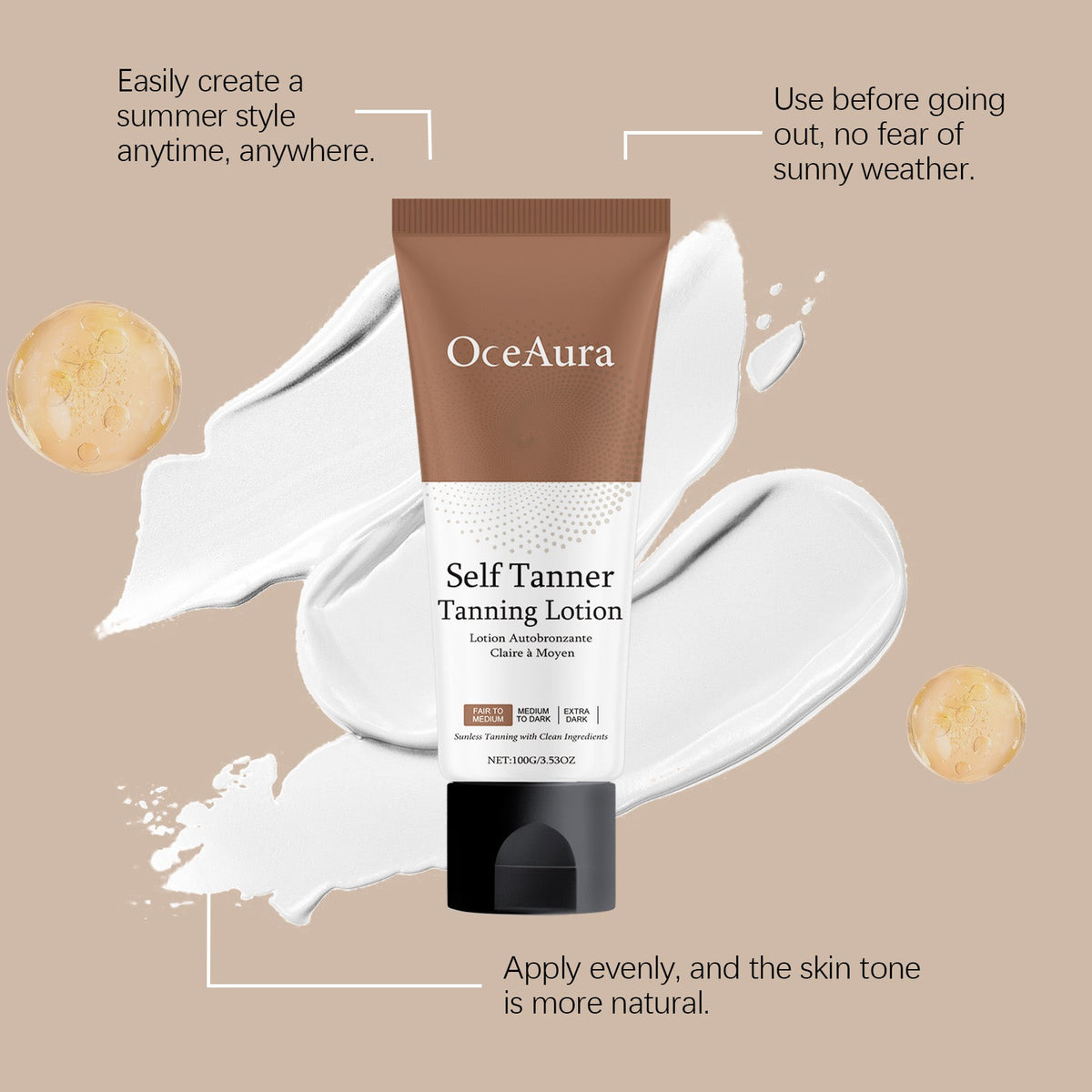 Natural Sun Tan Lotion – UV‑Free Self Tanner for a Bronze Glow