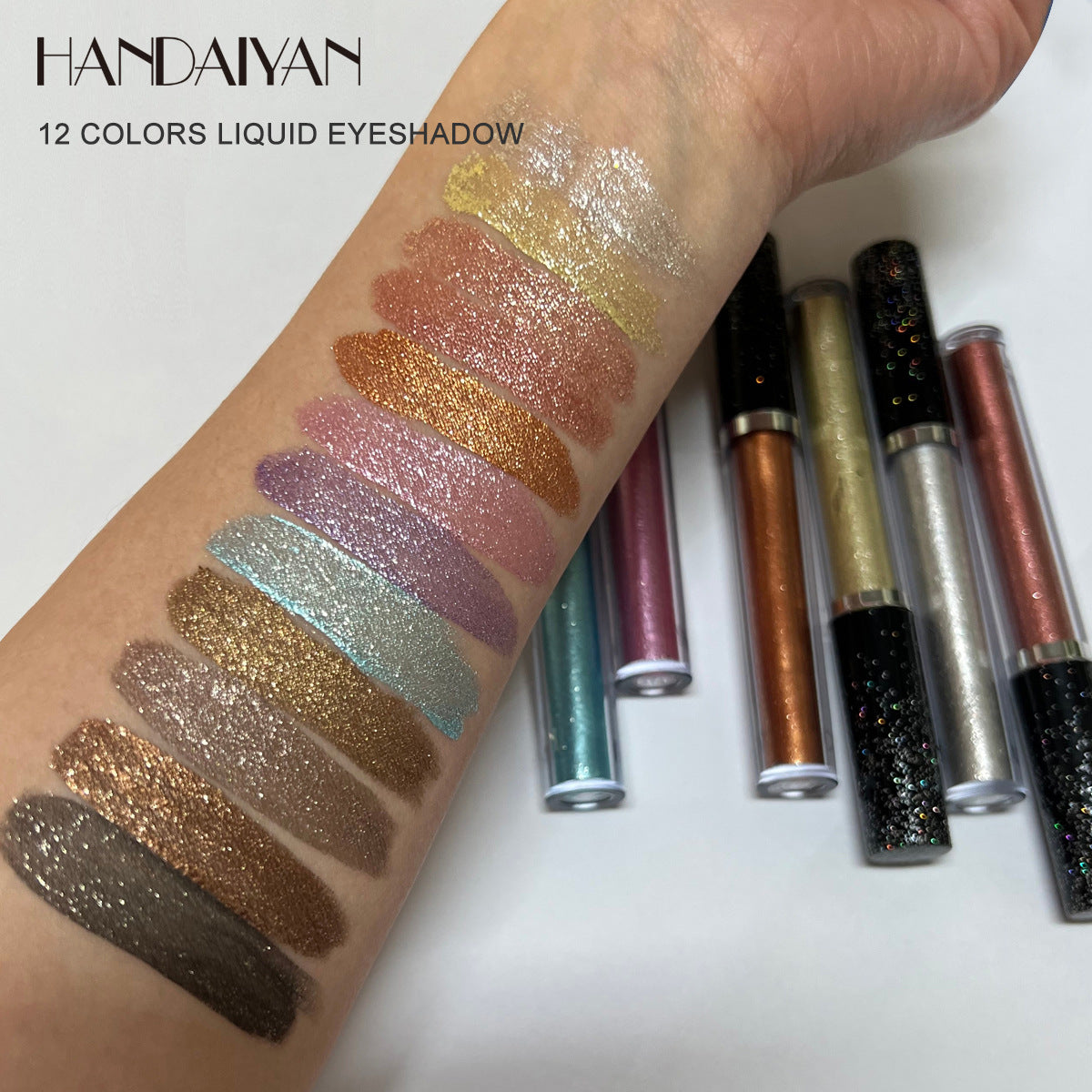 12 Color Liquid Eyeshadow for High-Shine Sparkle Looks