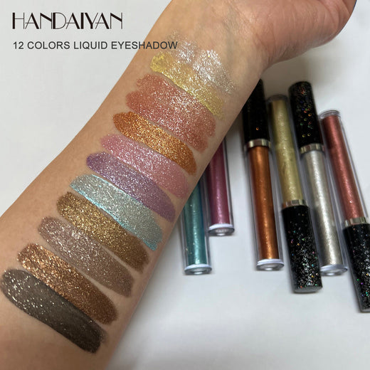 12 Color Liquid Eyeshadow for High-Shine Sparkle Looks