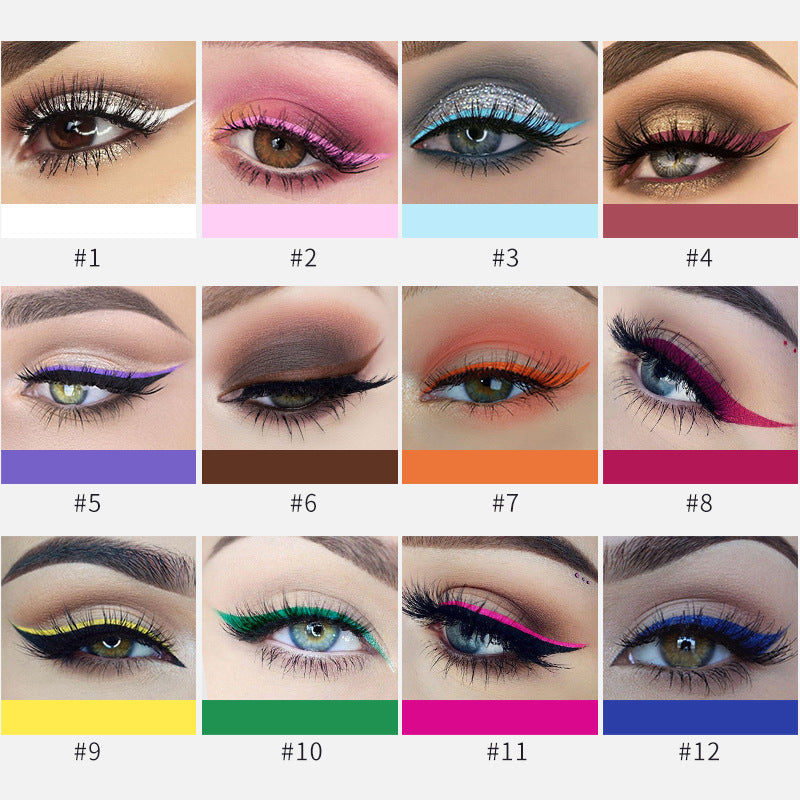 12-Color Matte Liquid Eyeliner Set for Bold Looks