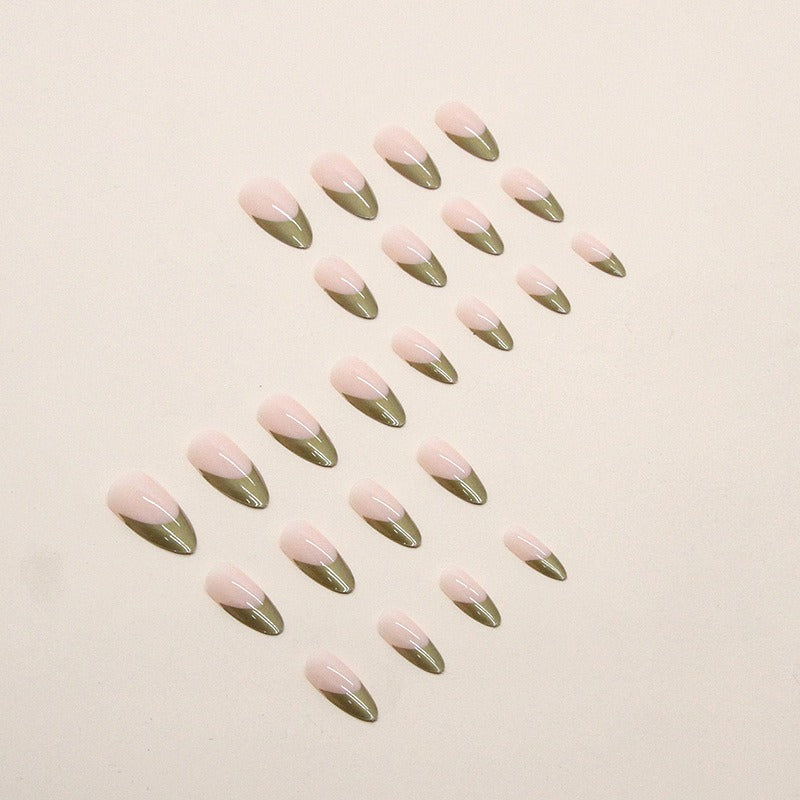Almond Press-On Nails with Metallic Gold Tips – Instant