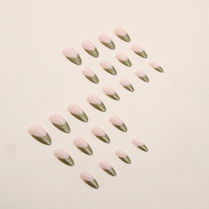Almond Press-On Nails with Metallic Gold Tips – Instant