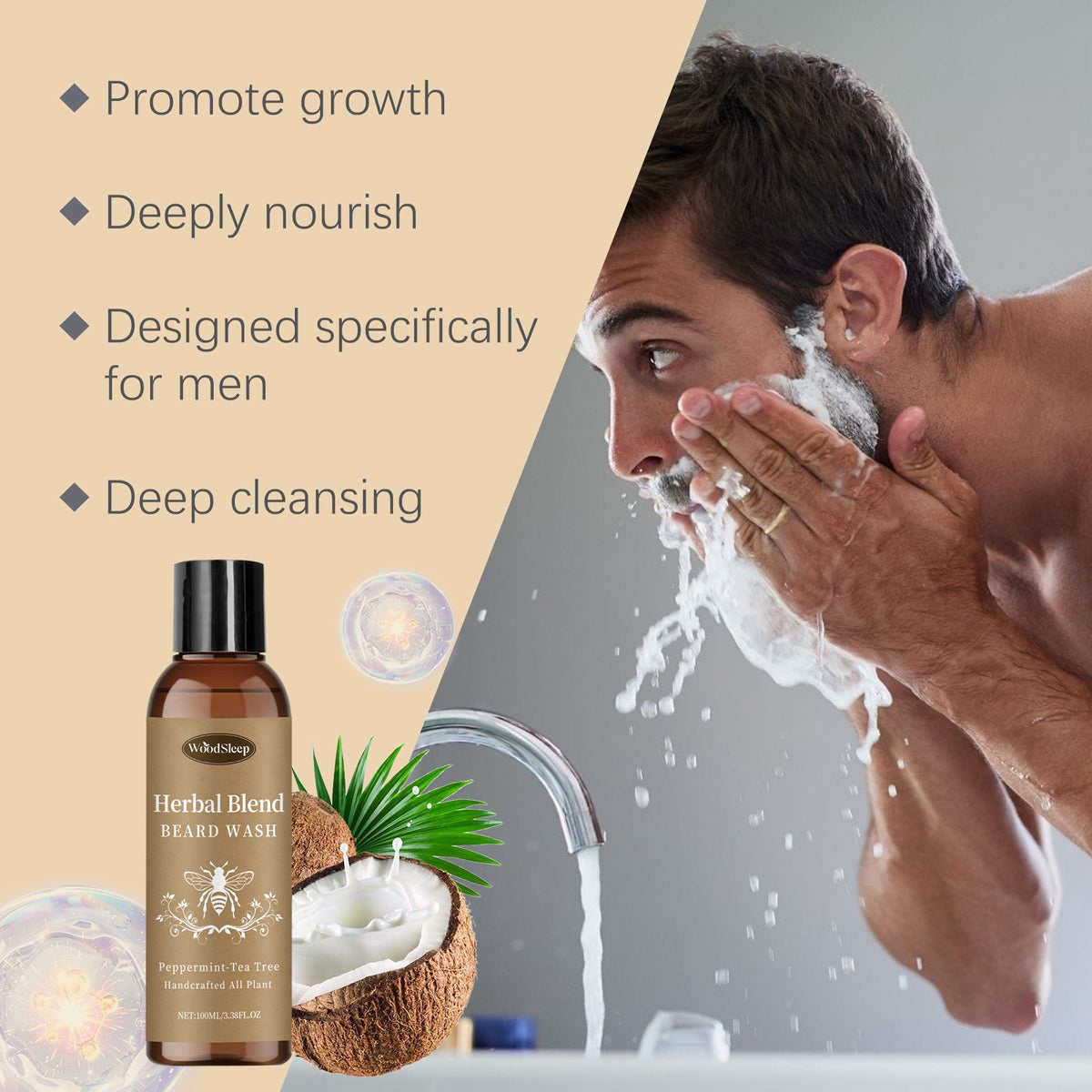 Beard Cleanser for Growth — Herbal Wash for Thicker Facial