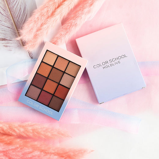 12-Shade Warm Eyeshadow Palette, Matte & Glitter Nudes