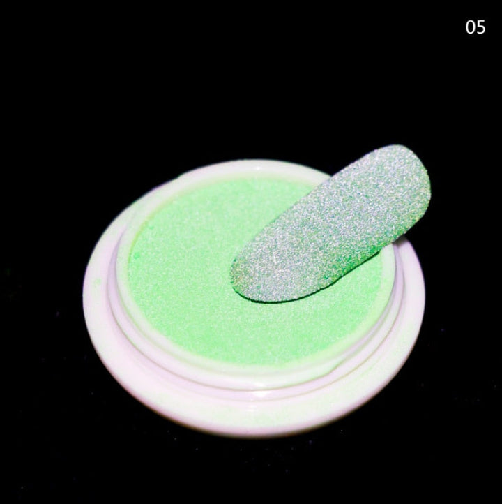 Reflective Nail Glitter Powder — Glow-in-the-Dark Disco Shine