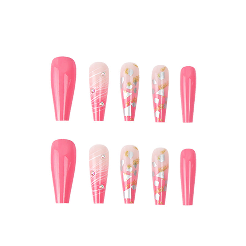 Pink Glitter Ballet Press-On Nails | Long Glamorous