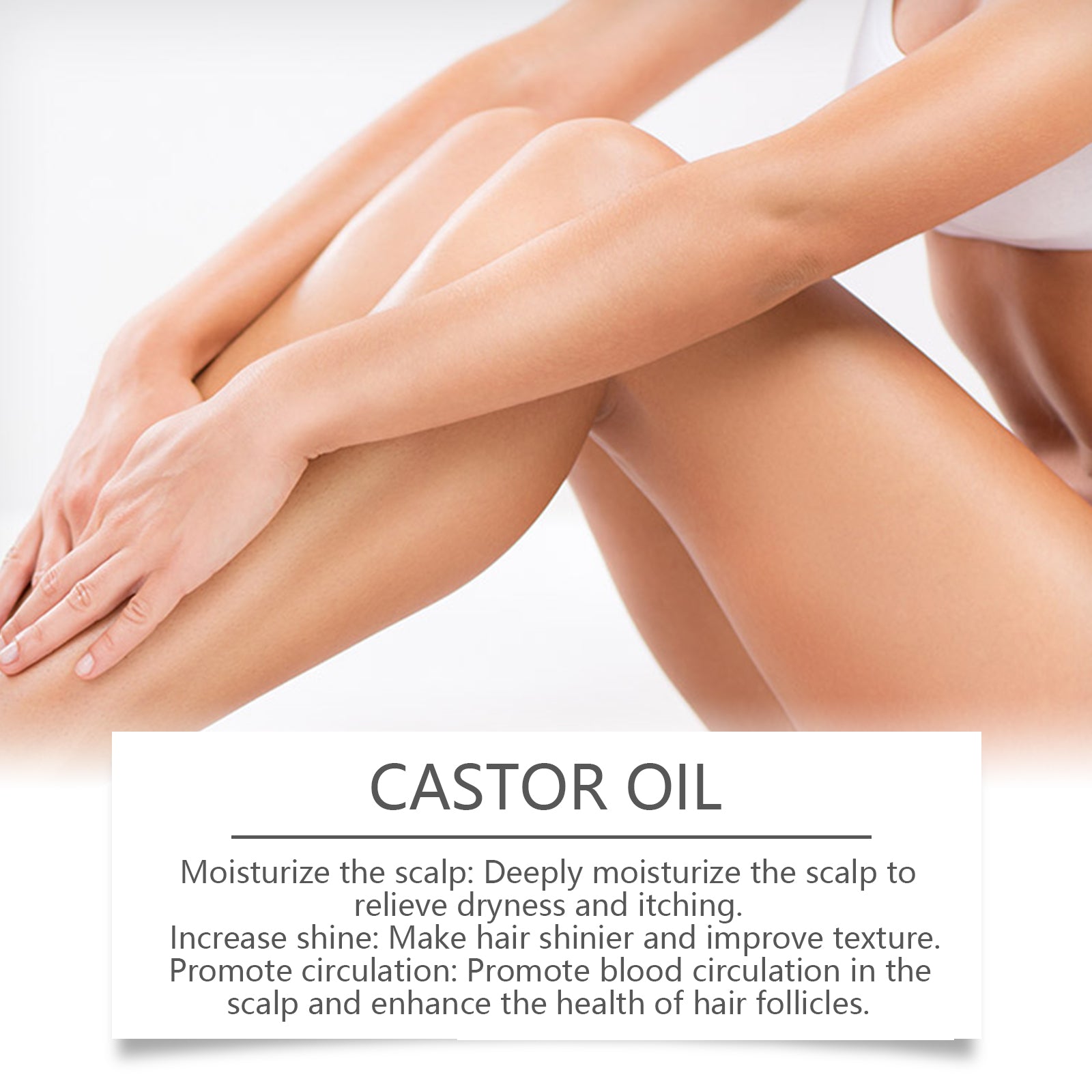 Scalp comparison showing visible hair regrowth and thickness improvement, before and after using castor oil