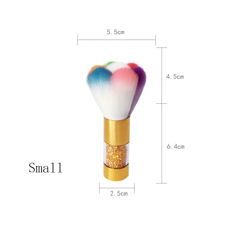 Dust Brush for Nails — Rainbow Fan Shape & Crystal Handle