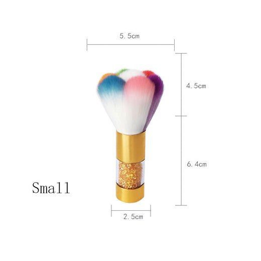 Dust Brush for Nails — Rainbow Fan Shape & Crystal Handle