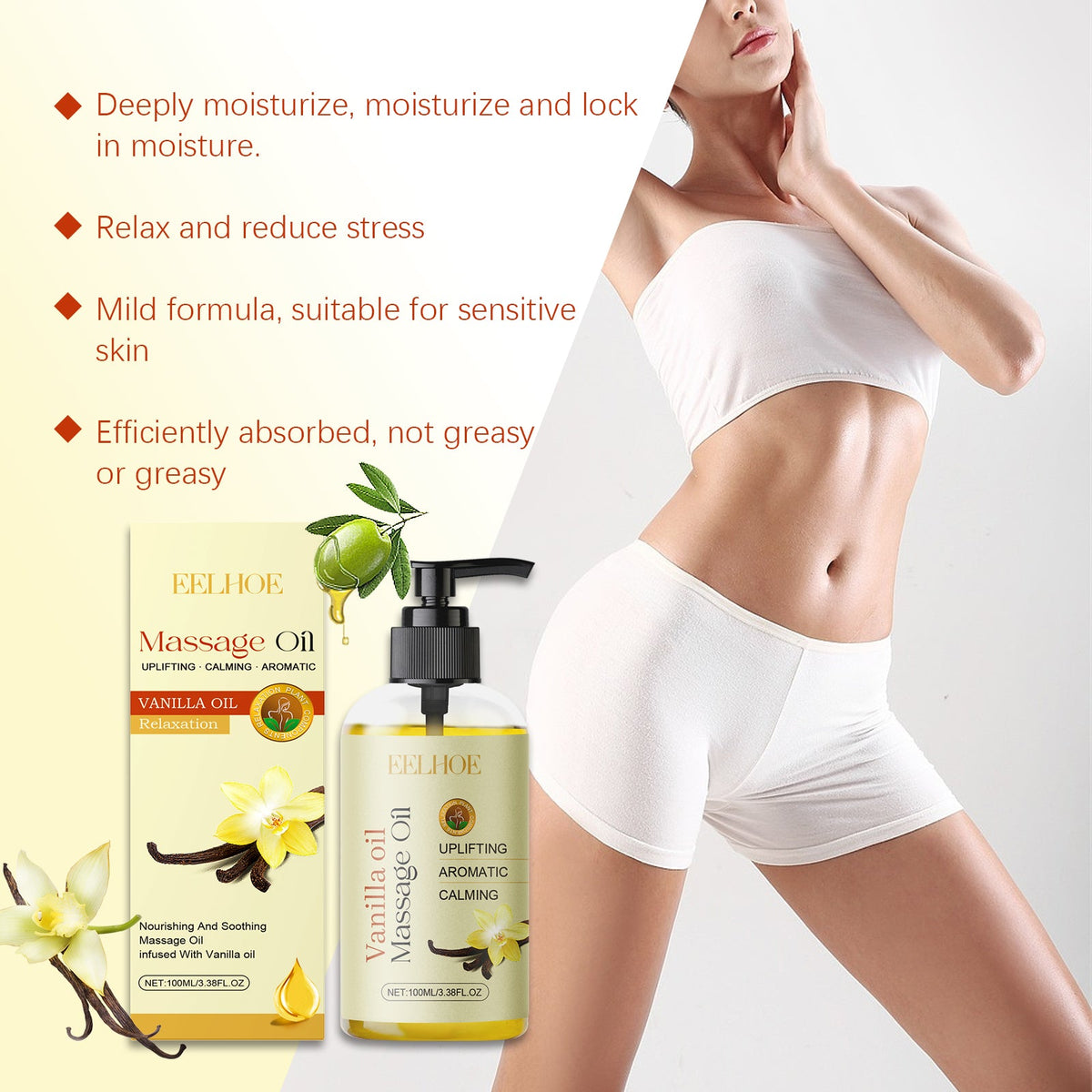 Vanilla Body Oil for Dry Skin Hydration & Calm