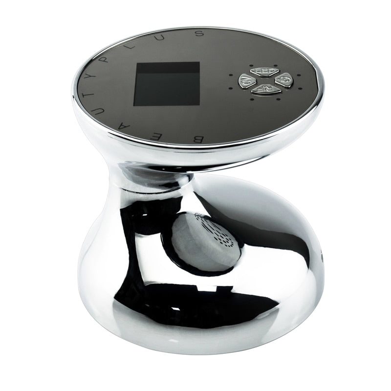 Side profile revealing the massage applicator head and hour/minute markings on control interface