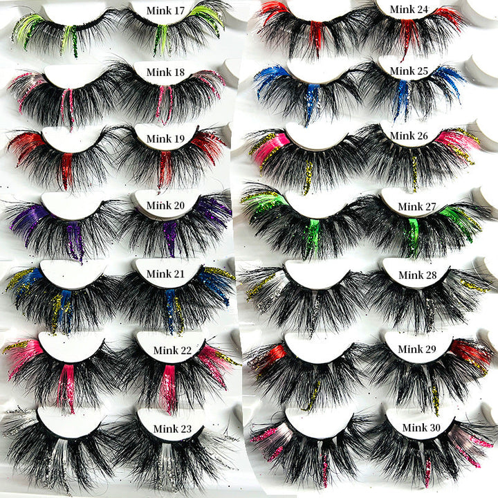 Pink Sequin Mink Lashes 25mm Dramatic Christmas Eyes