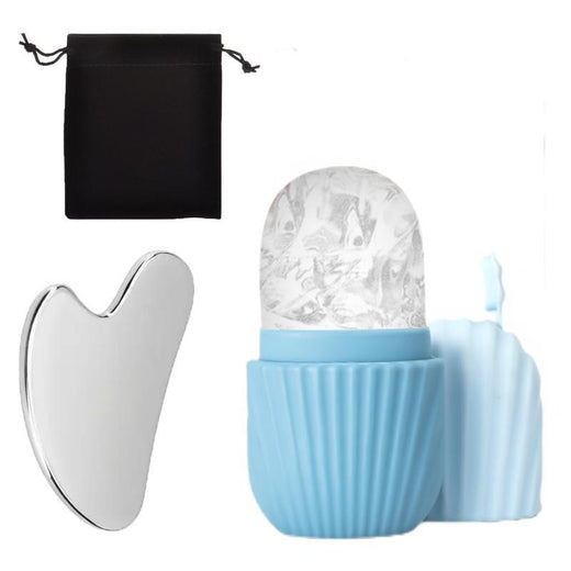 Ice Roller & Gua Sha Set for Face Depuffing & Pain Relief
