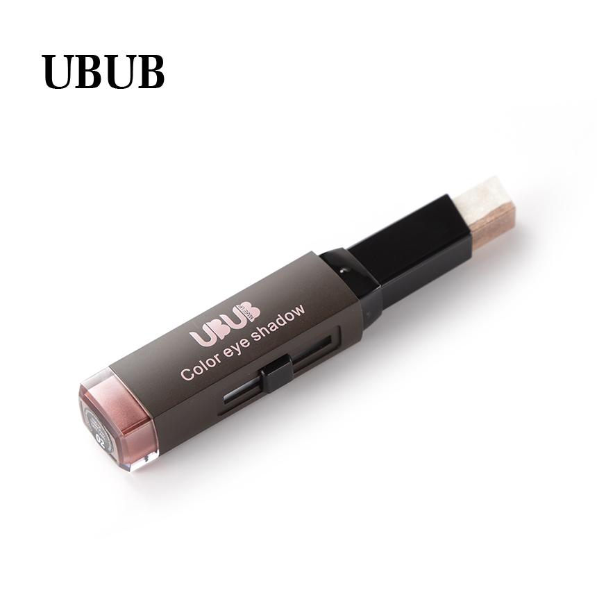 UBUB Double Color Gradient eyeshadow packaging box with woodgrain texture and minimalist cream design