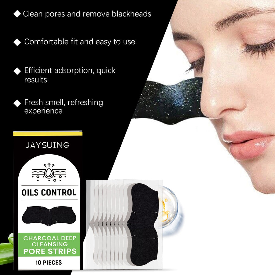 Charcoal Nose Strips for Blackhead Removal, 10-Pack
