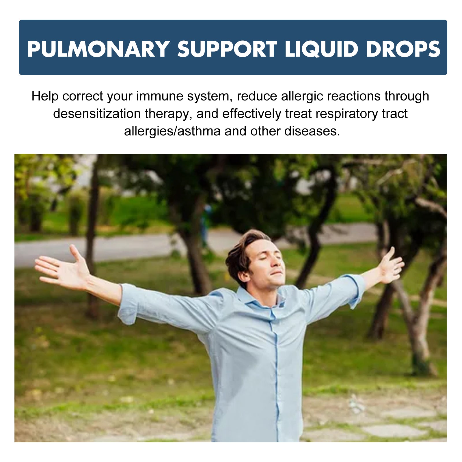 Man in blue shirt coughing into fist, showing respiratory distress