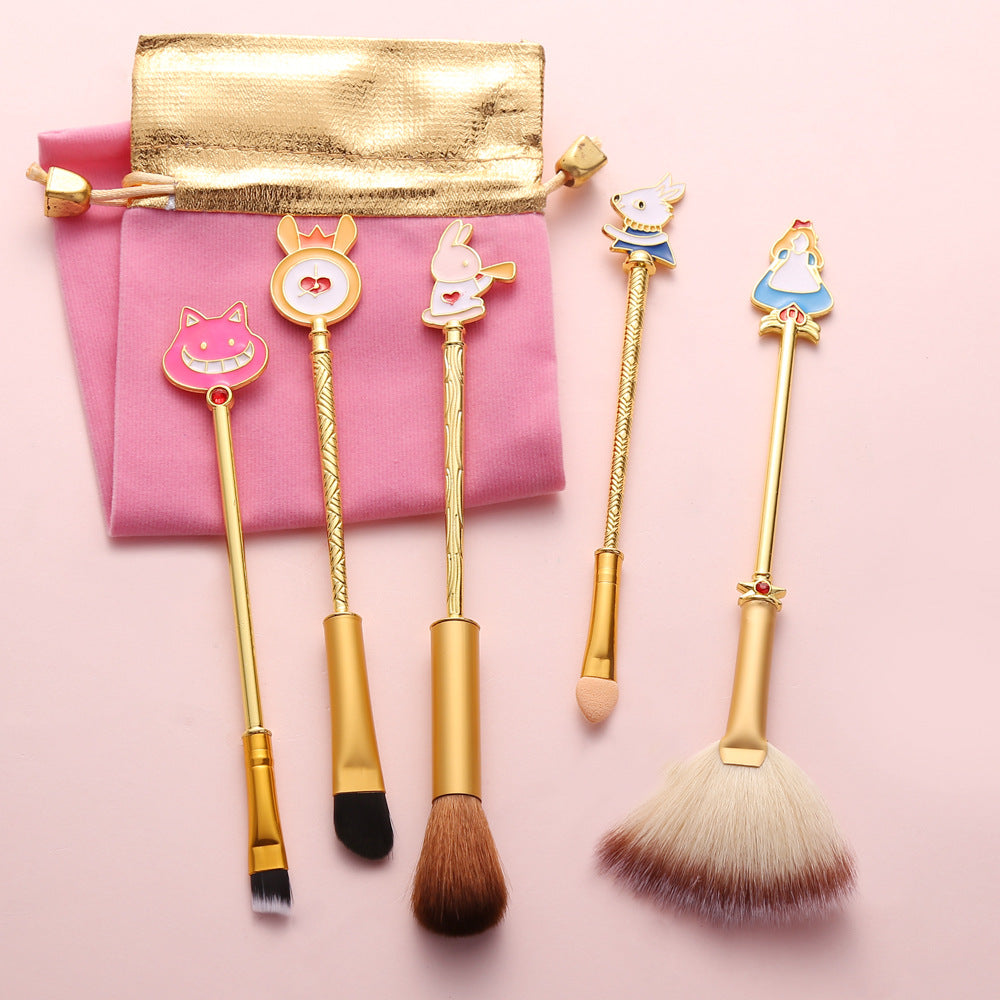 Alice Makeup Brush Set — 5 Enchanted Wand Brushes with Charms