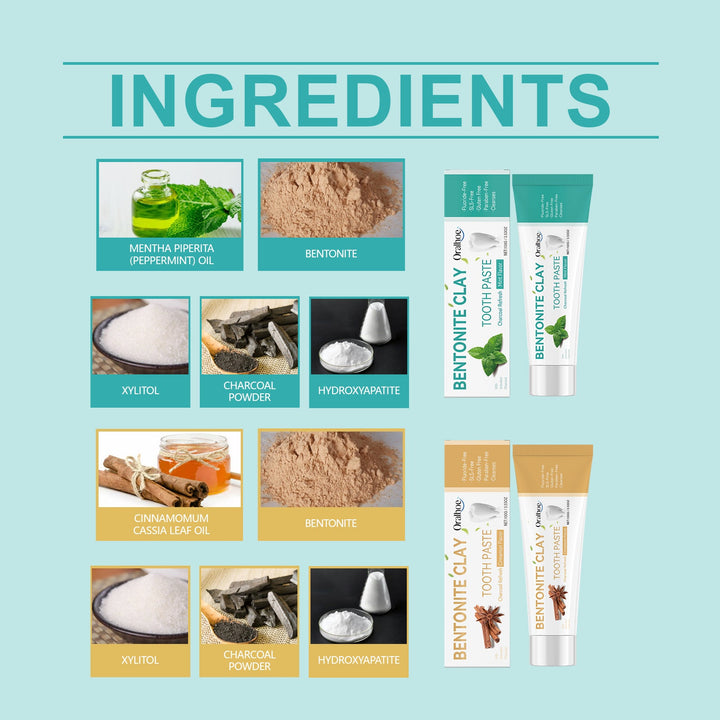 Bentonite Toothpaste for Stains & Yellow Teeth — Natural
