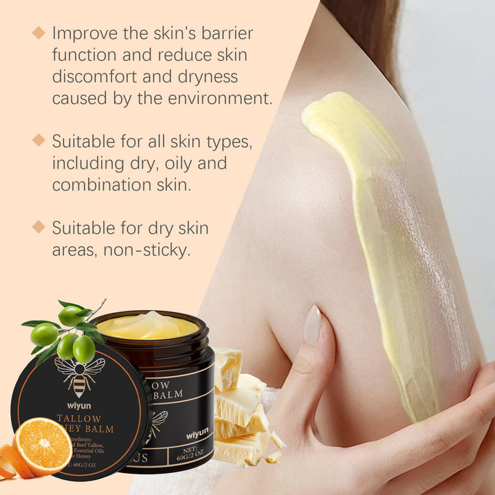 Beef Tallow Honey Cream for Deep Non-Sticky Hydration
