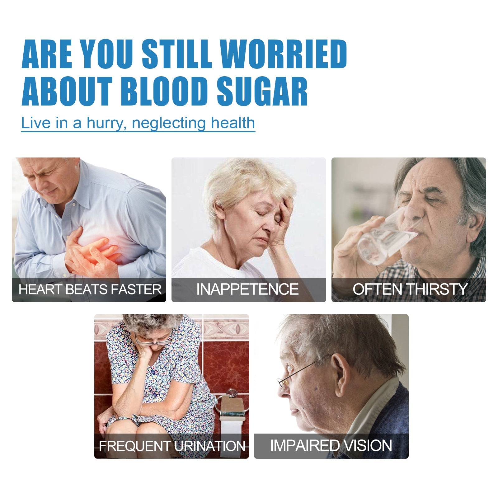 Product packaging with benefits list: lowers blood sugar, increases insulin, reduces complications, improves health, enhances detoxification