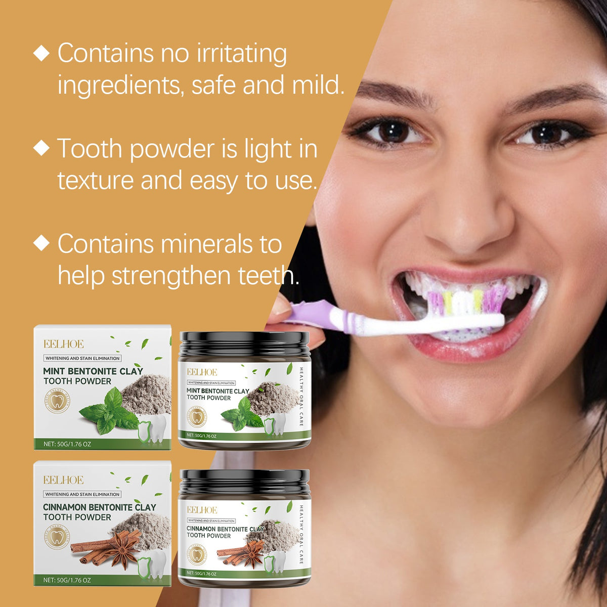 Mint Bentonite Clay Tooth Powder — Natural Whitening