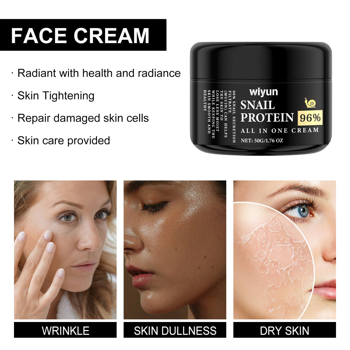 Snail Protein All In One Cream for Dull, Tired Skin