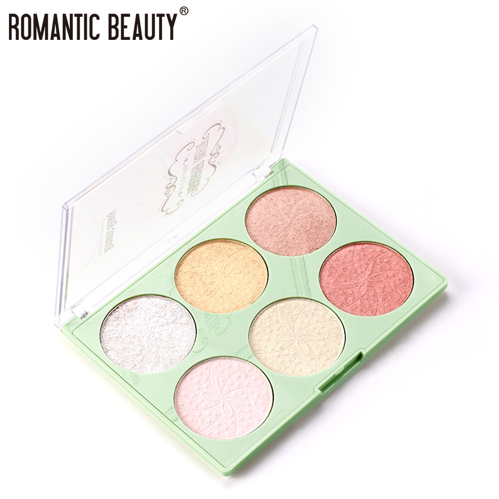 6-Color Pearl Highlighter Palette for Face & Body Glow