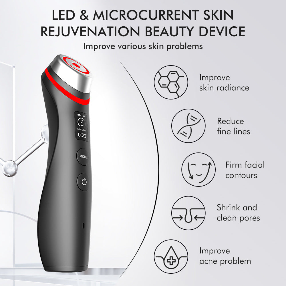 Device with results icons showing skin improvement benefits