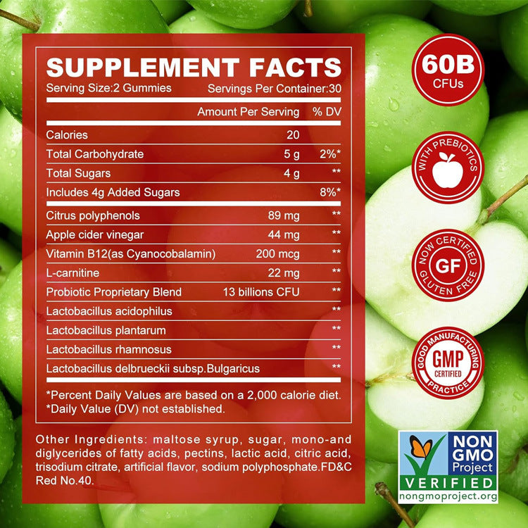 Detailed supplement facts label showing complete nutritional information and certifications