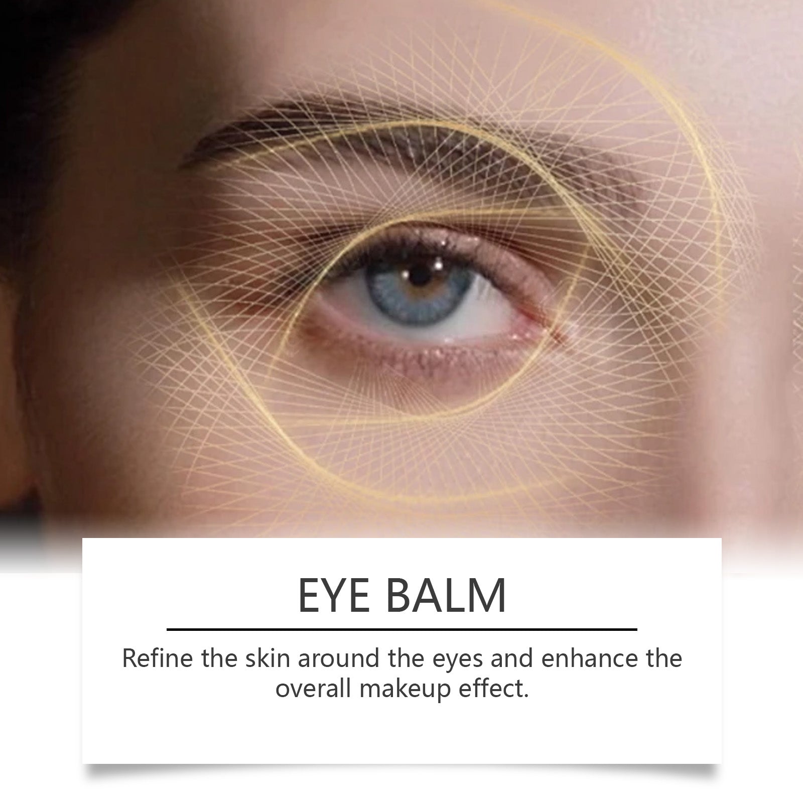 Detailed close-up of young eye with geometric mesh overlay highlighting eye area targeting