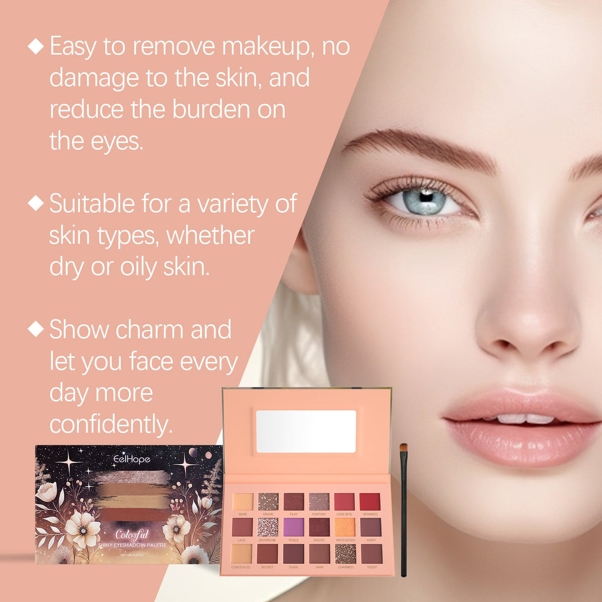 18-Color Eyeshadow Palette for Matte & Glitter Looks