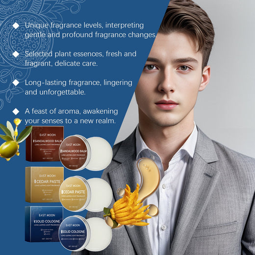 Solid Fragrance Balm for Men, Portable Long-Lasting Scent