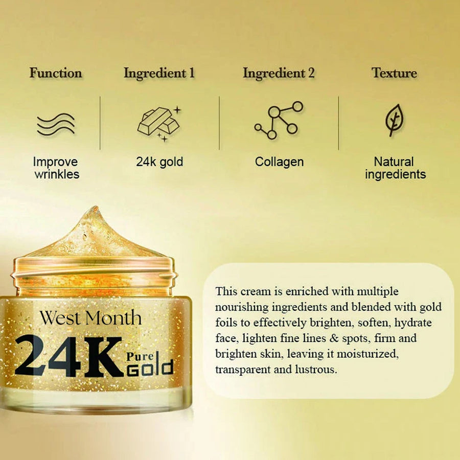 24K Gold Collagen Face Cream for Fine Lines & Firmness