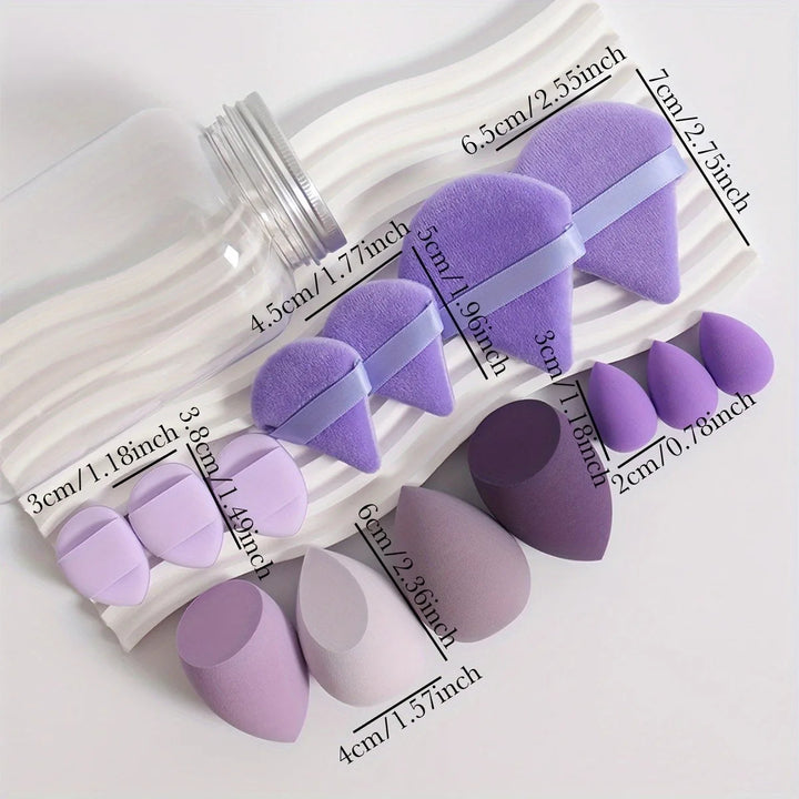 14-Pc Makeup Sponge Set With Precision Shapes & Jar