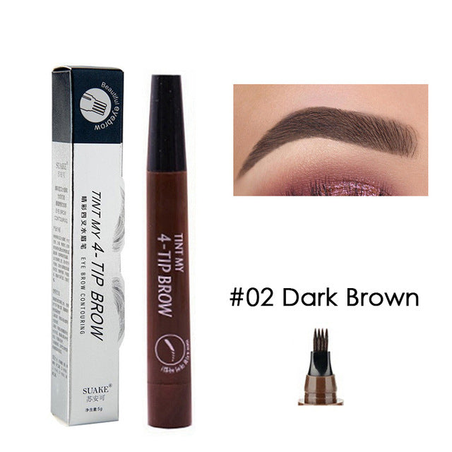Close-up of skin showing precise microblade strokes and eyebrow makeup application with dramatic eye look