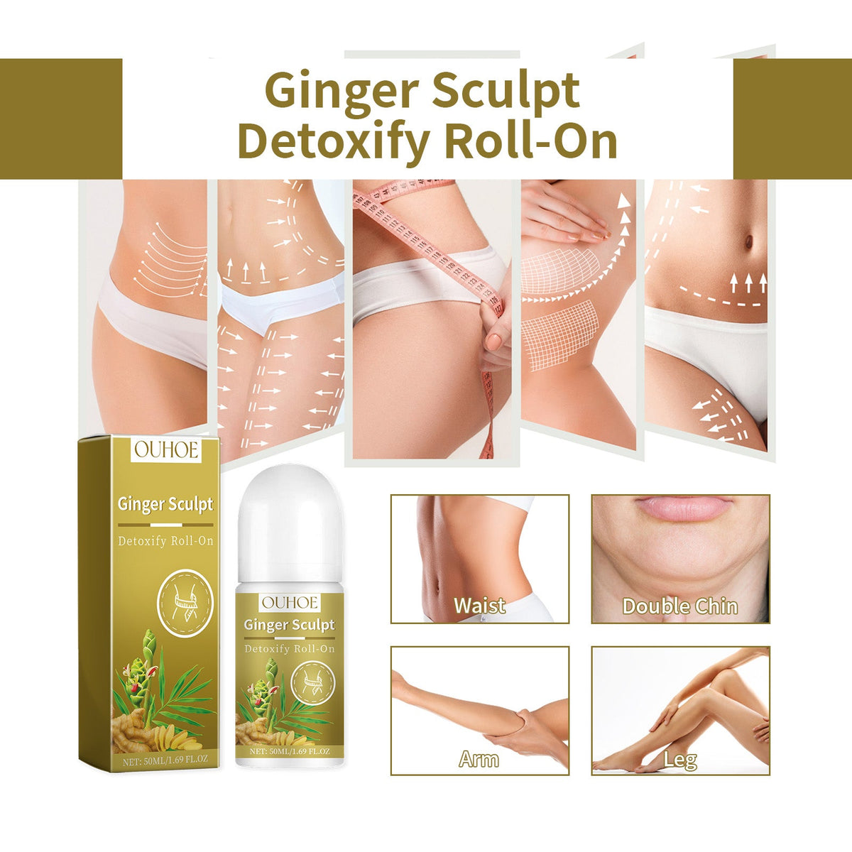 Ginger Sculpt Detoxify Roll-On, Ball Body Massage Moisturizi