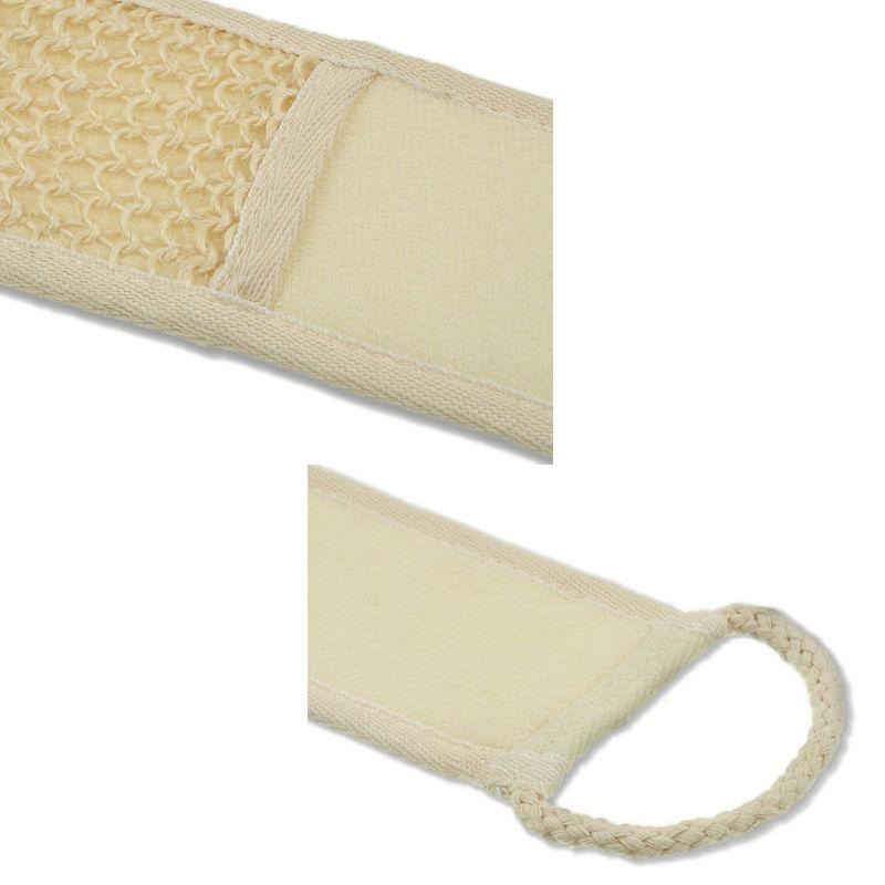 Close-up split image showing the coarse sisal weave texture on top and the braided rope loop handle on bottom