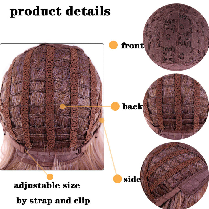 Lavender Curly Bob Wig – Corn Perm Waves, Adjustable Fit