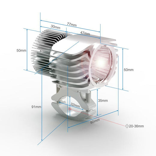 Motorcycle LED Headlight Spotlight — 2,700 Lumens,