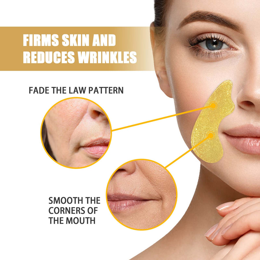 24K Gold Nasolabial Fold Patches - Firm & Smooth Mouth Lines