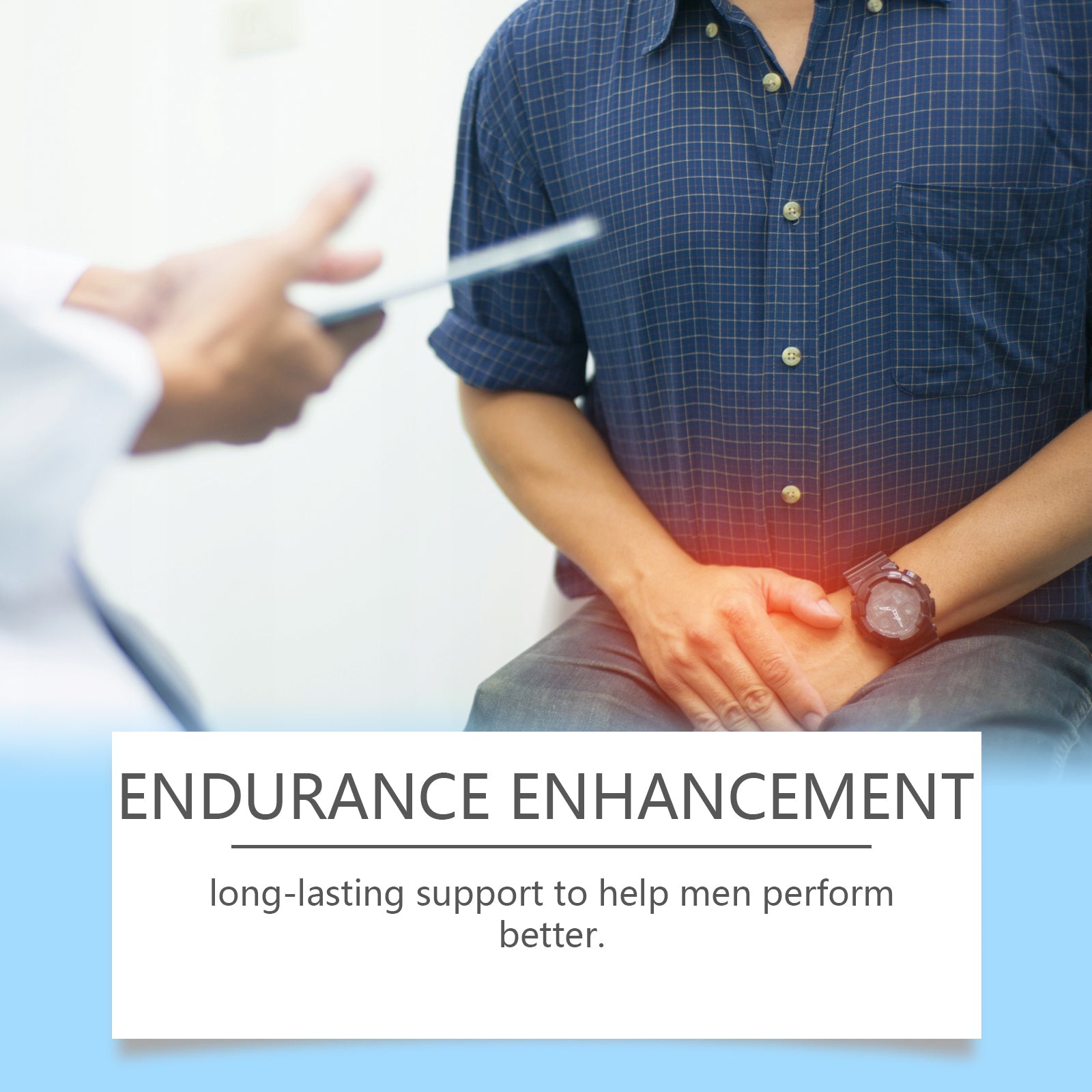Man in casual shirt with benefit callouts: 'Soothing Maintenance' and 'Comprehensive Nourishment' with aloe vera botanical visuals