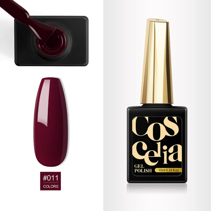 Gel Nail Polish Set — Cherry Red & Gold Glitter, 11-Free