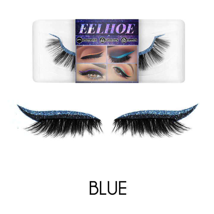 Self-Adhesive False Eyelashes With Glitter Eyeliner
