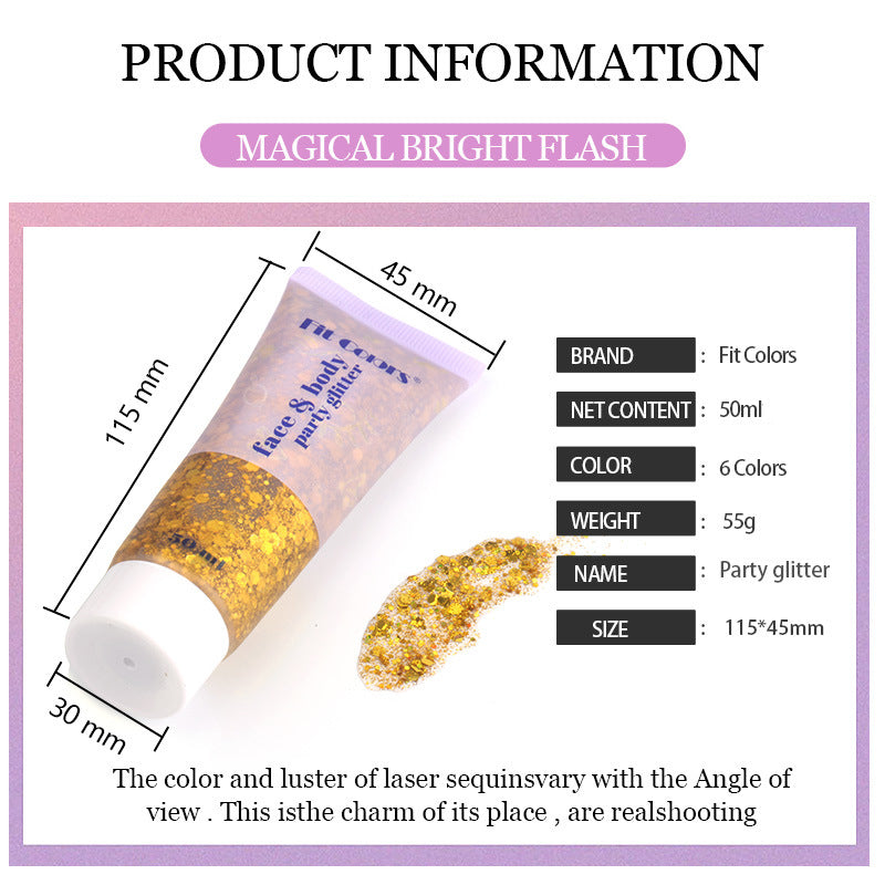 Face & Body Glitter Gel Makeup for Dazzling Sparkle