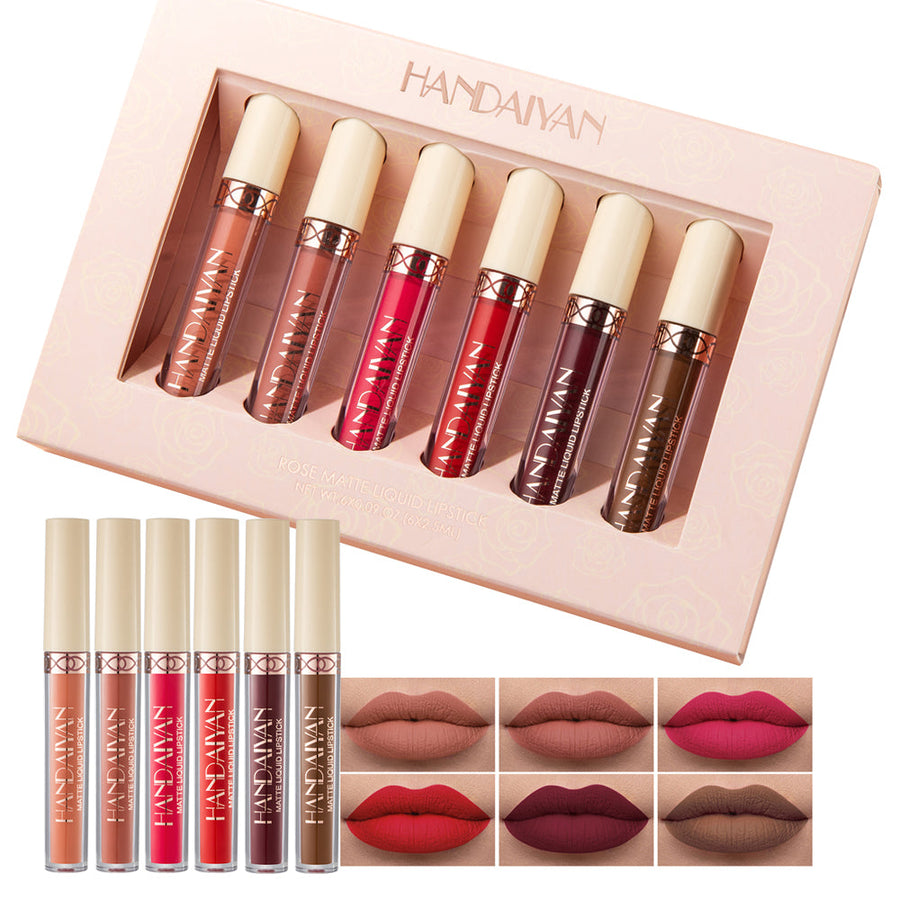 6-Shade Rose Matte Liquid Lipstick Set for Every Look