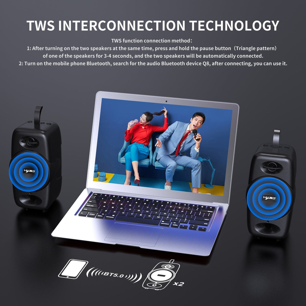 HiFi Bluetooth 5.0 Speaker — 2000mAh Battery, 4 Playback Modes