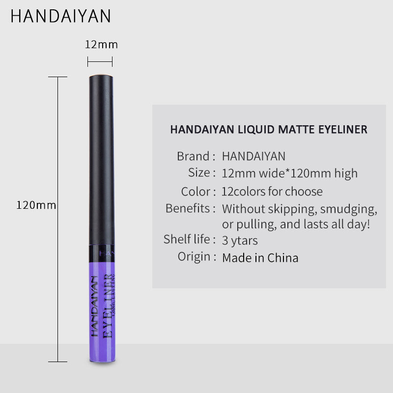 12-Color Liquid Matte Eyeliner Set for Bold Looks