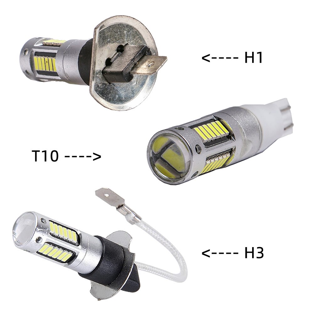 LED Fog Light Bulbs - 30 SMD 4014 Chips - H3 H1 W5W T10 12V