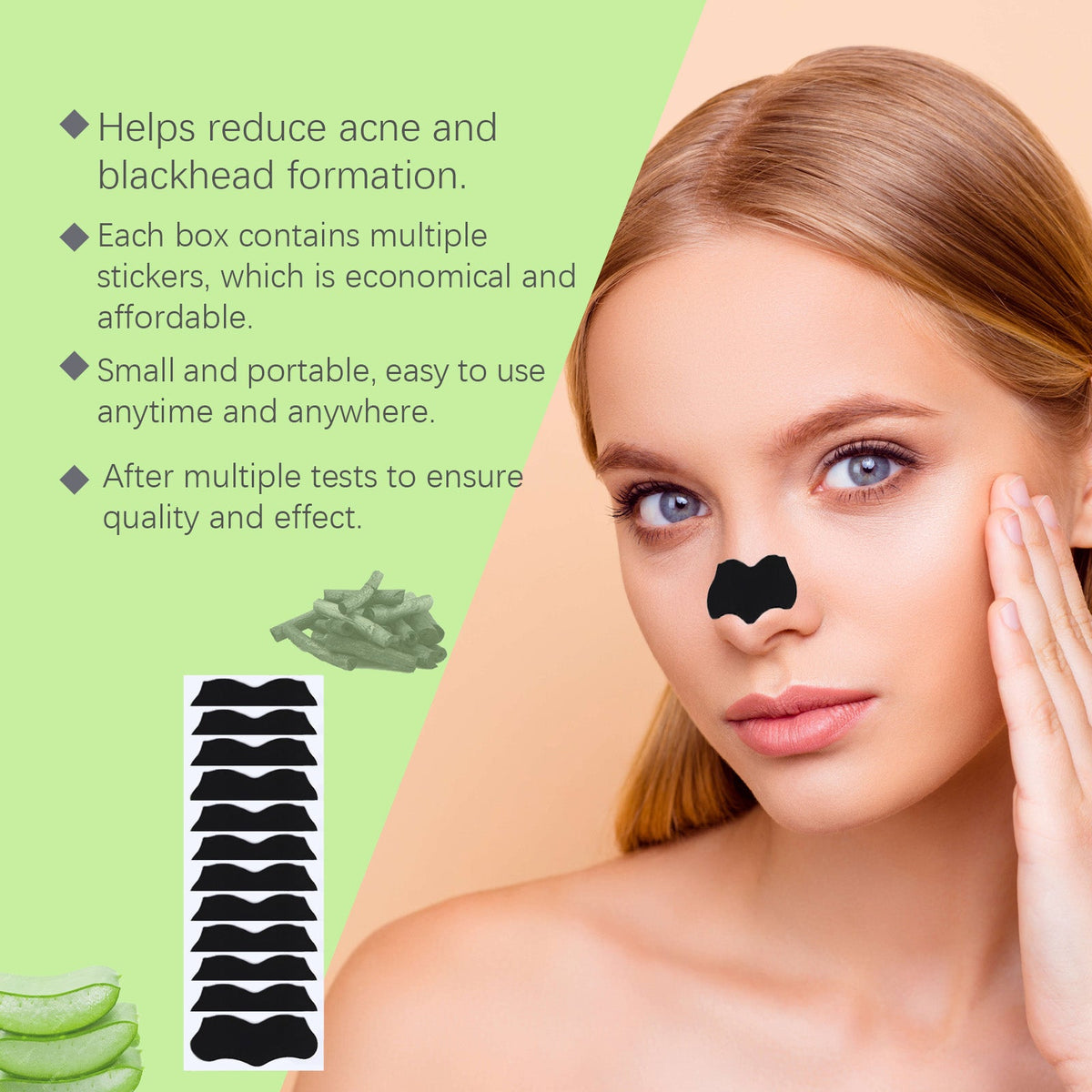 Bamboo Charcoal Nose Strips - Blackhead Removal, 24 Pack